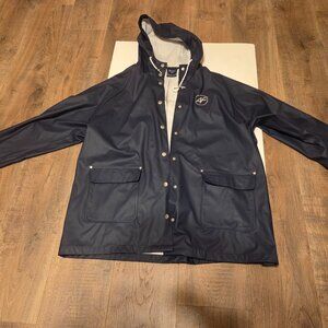 Andes Forest Unisex Lightweight Hooded Navy Blue Rain Jacket - Size XL